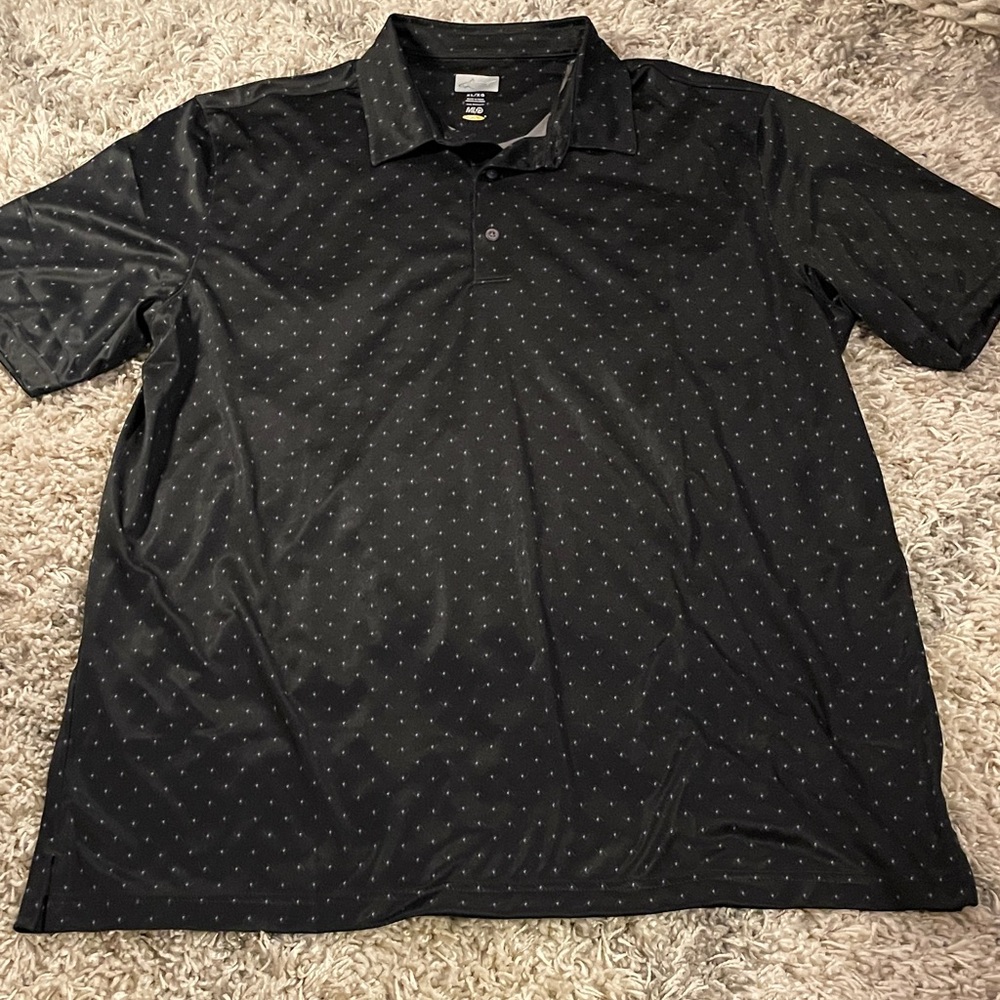 Greg Norman Collection Black Polo with Subtle Pattern‎
